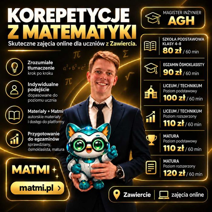 Korepetycje z matematyki | Magister inżynier AGH | Egzamin 8-klasisty i matura