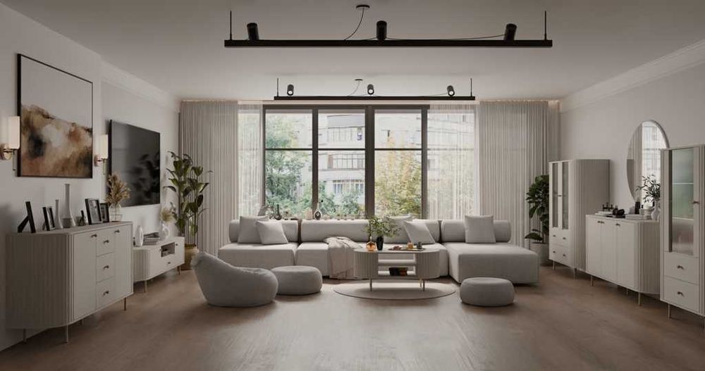 Zestaw mebli do salonu w kolorze beżowym Ovalio 1 - darmowa dostawa