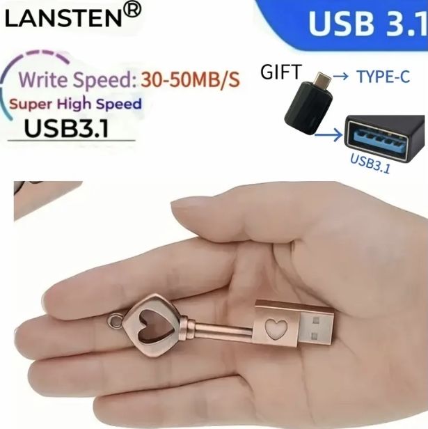 Флеш накопичувач 32gb у формі ключа із сердцем. Топ для подарунку.