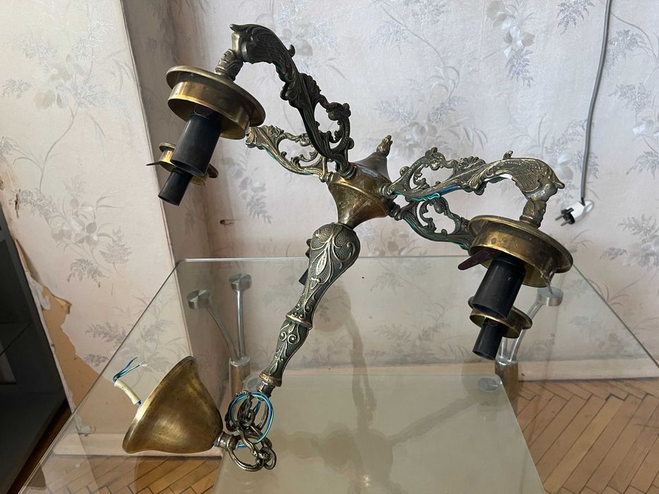 Бронзовая люстра Нимфа, на 5 рожков, СССР