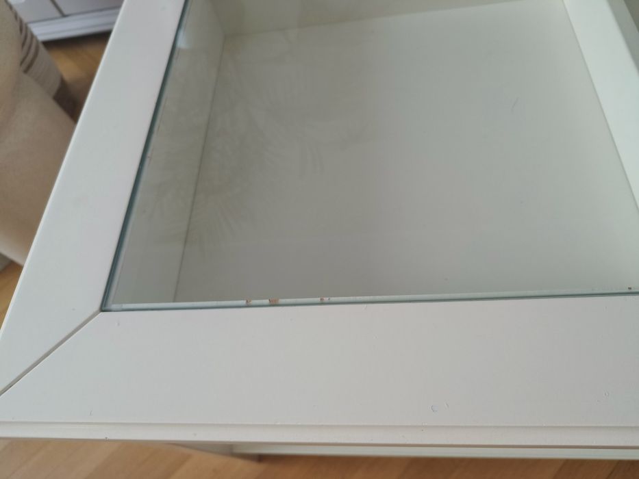 Stolik kawowy Ikea Liatorp z szufladą - szkło, drewno