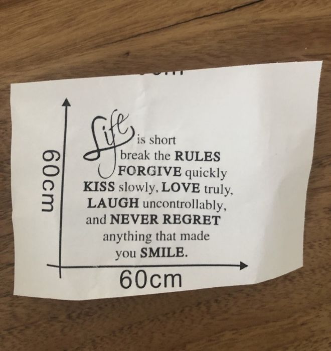 Quadro painel com frase, rolo de papel parede e sticker para parede