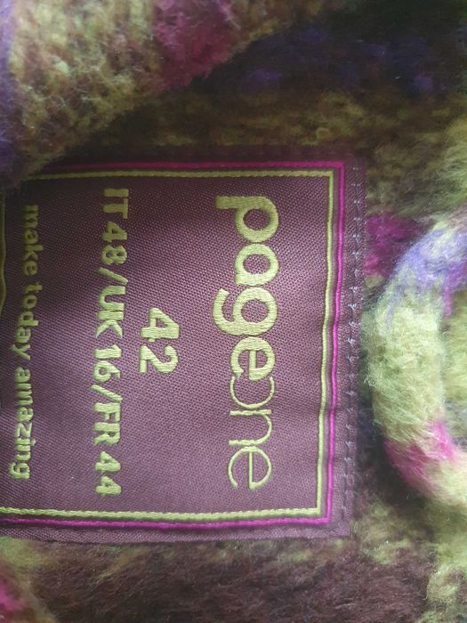 Brązowa w kratkę kurtka, żakiet, klasyczna, PageOne, roz. 42