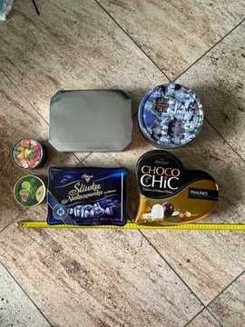 Metalowe ozdobne puszki na ciastka , nici itp 6 sztuk bdb