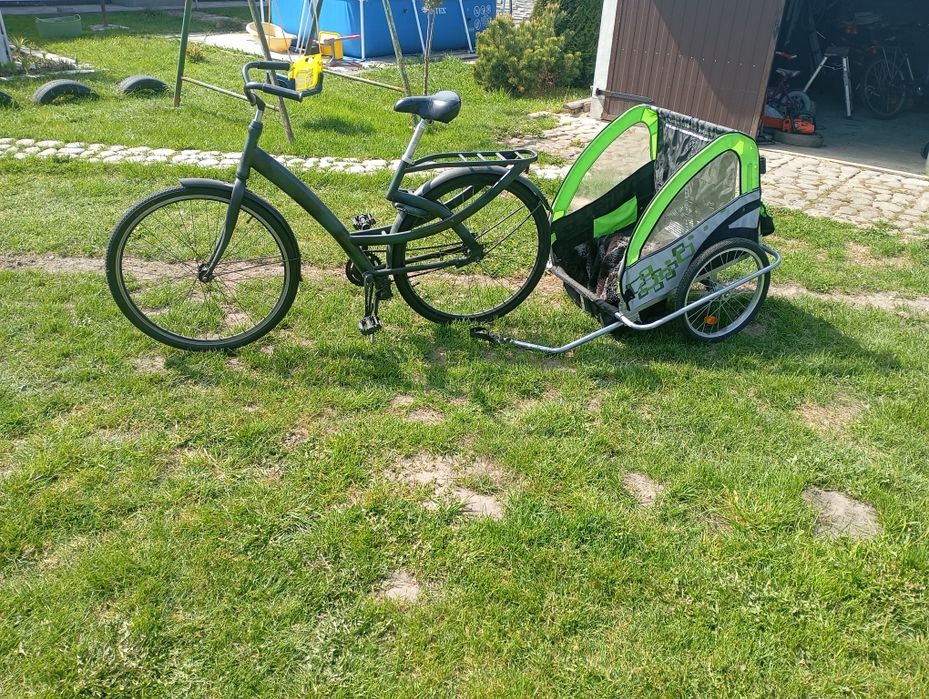 Rower wraz z przyczepka dziecięcą