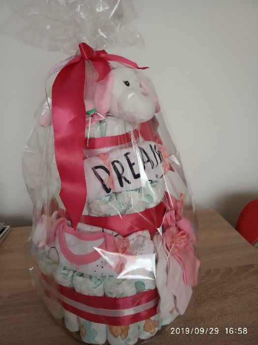 Personalizowany tort z pieluch - baby shower,chrzest,narodziny dziecka