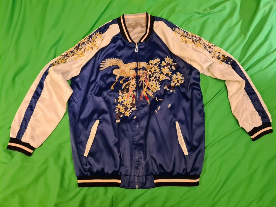 Kurtka bejsbolówka bez kaptura japoński styl haft - rękodzieło