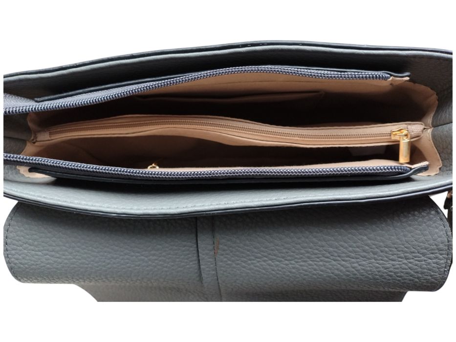 Torebka Damska, Modna Listonoszka Na Ramię Szara, Miejska A5 (2 Paski)