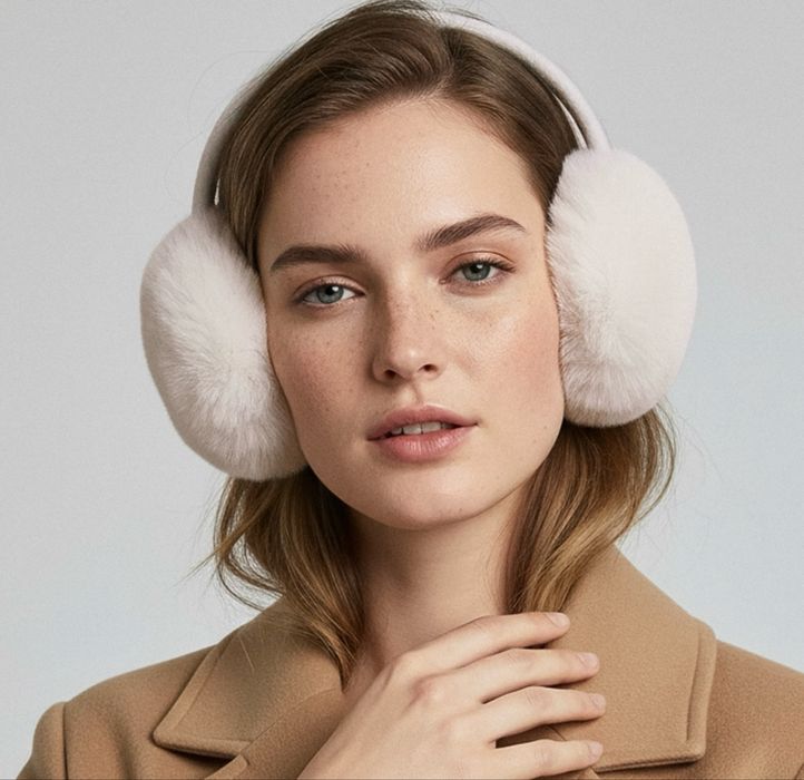 Теплі навушники, колір кремовий