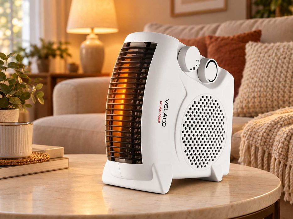 Nowy Termowentylator Elektryczny Farelka Grzejnik 2000W 1000W Termostat Ciepły Zimny Nawiew Biały Do Domu Biura