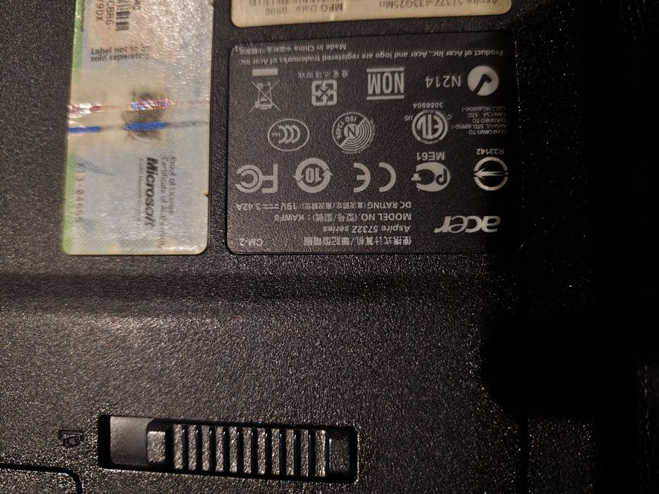 Laptop Acer Aspire 5732Z z baterią i zasilaczem