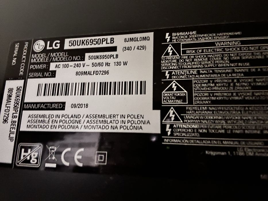 Telewizor LG 50” 4K Smart TV z HDR 50UK6950