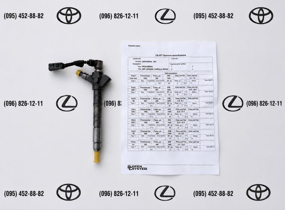 Форсунка Denso 23670-0R040 Toyota Avensis Auris RAV4 Corolla Verso Lexus IS 220D 2.2 D-4D D-CAT  Тойота Авенсіс Королла Рав4 Версо Лексус