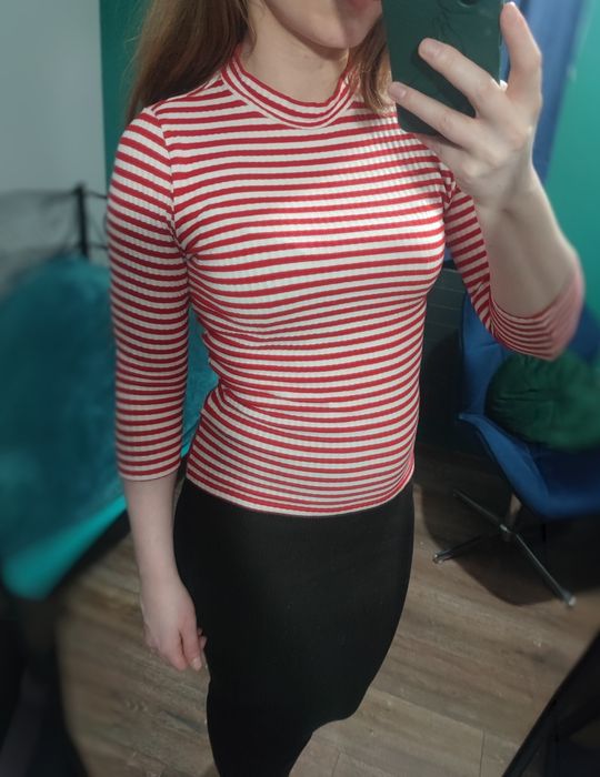Koszulka, bluzka w czerwone paski Only S