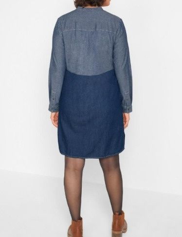 B.P.C sukienka koszulowa jeansowa dwukolorowa ze stójką r.38