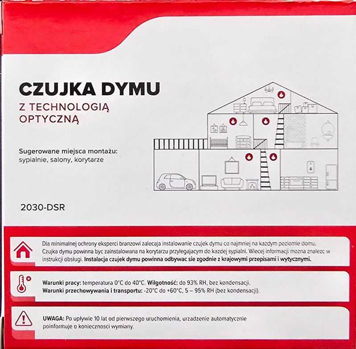 optyczna czujka dymu Kidde 2030-DSR bateria 9V