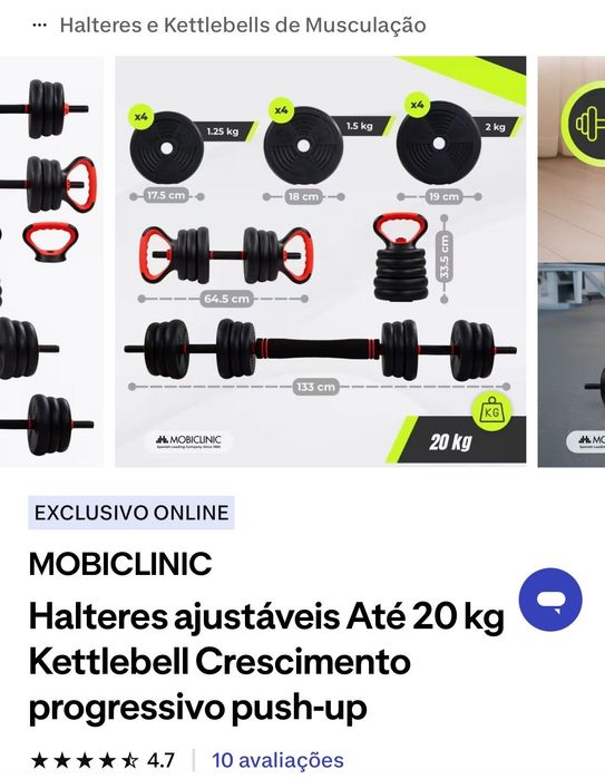 Kit de halteres até 20 kg NOVO - reservado