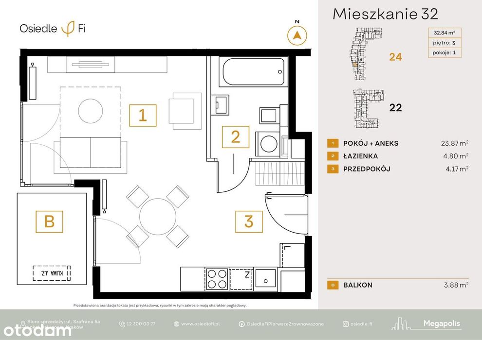 2-pokojowe mieszkanie 32m2 + balkon Bezpośrednio
