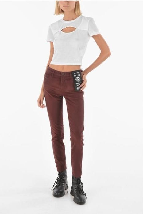 Jeansy bordowe z przetarciami Diesel 25/32