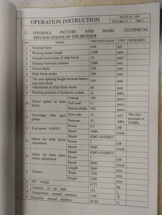 Станок верстат кромкогиб гідравлічний прес модель WC 67K -63/2500