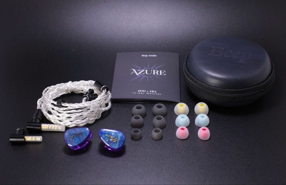 Нові гібридні Hi-Fi навушники монітори Beep Audio Azure 10mm LCP Dynamic Driver + 8mm Composite Dynamic Driver + 1 Knowles Balanced Armature