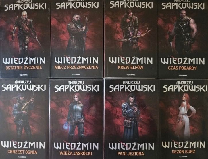 Sapkowski Wiedźmin Saga Czerwona Tomy 1,2,3,4,5,6,7,8 Sezon Burz