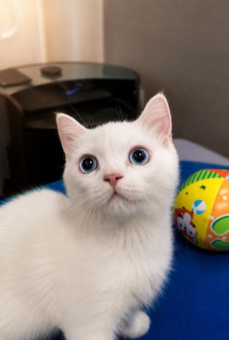 Белоснежный котенок ищет любящую семью