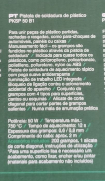 Pistola de soldadura de plástico Parkside + caixa 600 grampos