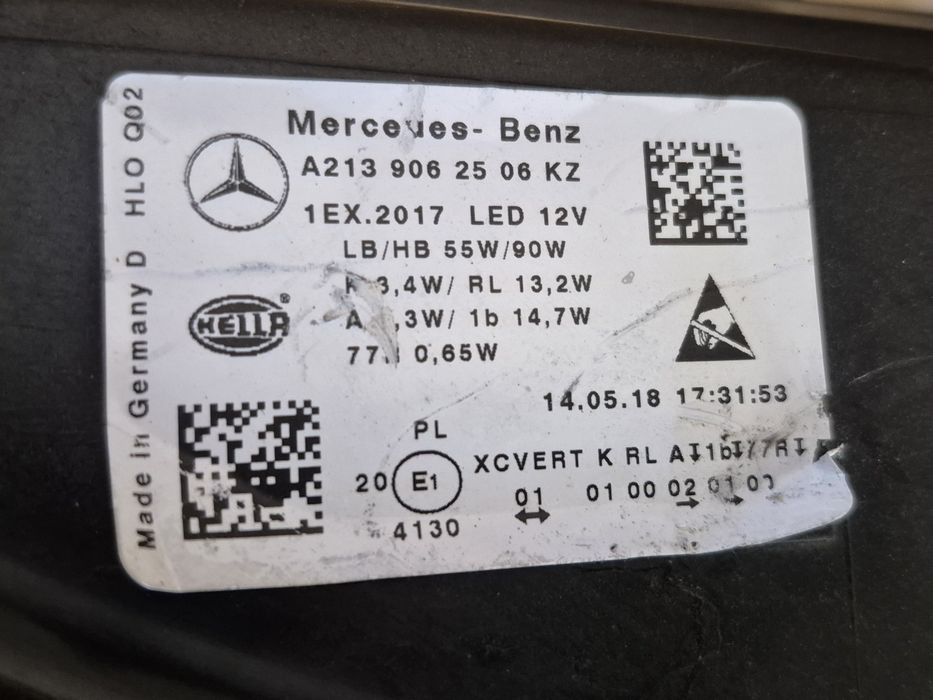 Lampa reflektor full led multibeam mercedes E klasa w213 lewy europa