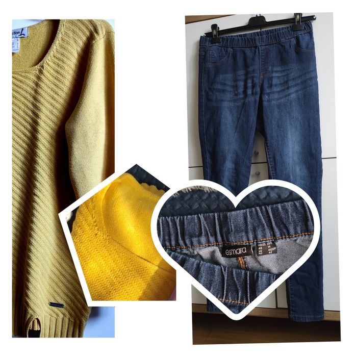 Paczka: Parka Kurtka ,,BPC+swetr.narzutka,,Esmara+jegginsy+sweter/38-40