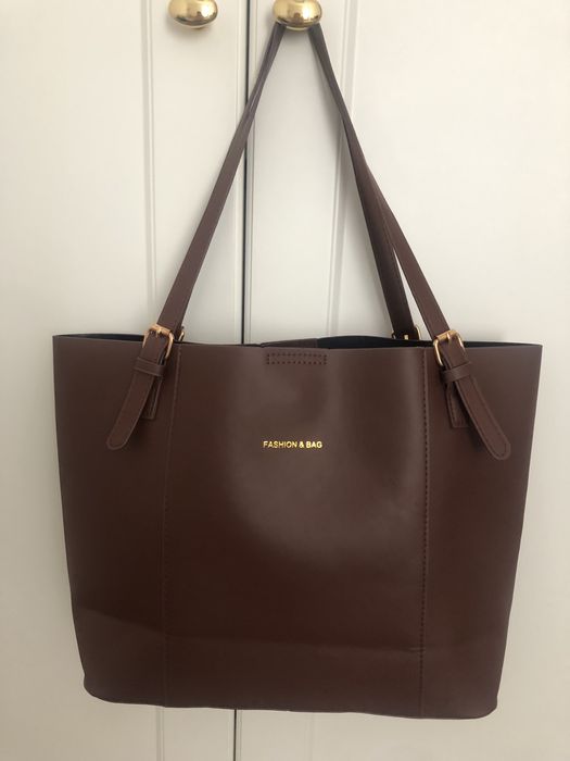 Nowa torba shopper brąz brązowa złote okucia