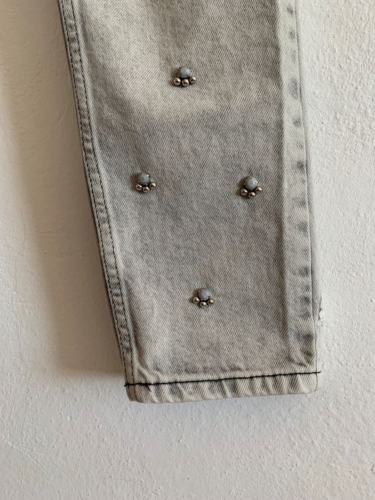 Jeansy z koralikami aplikacjami mom fit