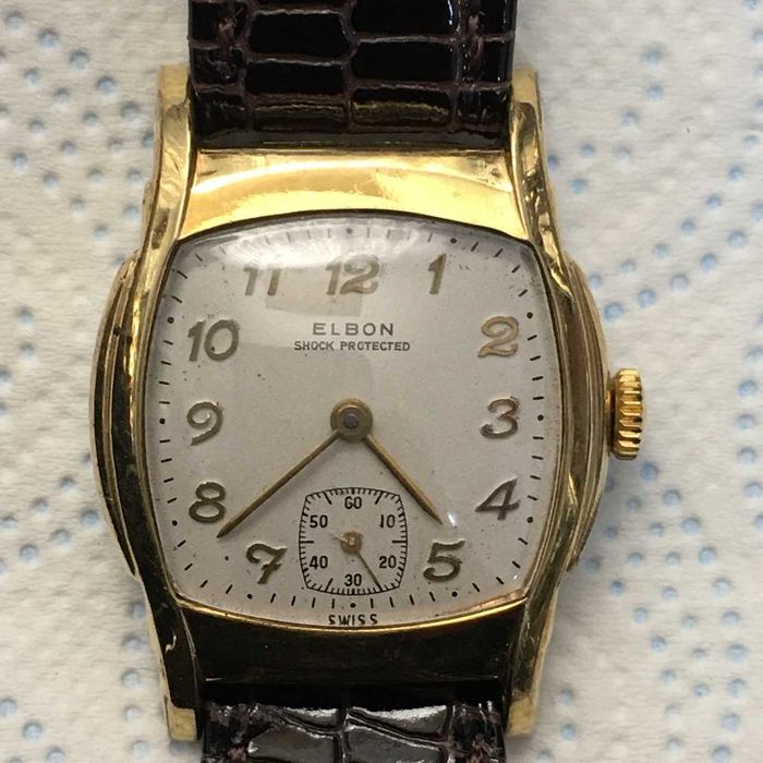 Męski zegarek vintage ELBON Shock Protected 7j Swiss Made sprawny bez serwisu