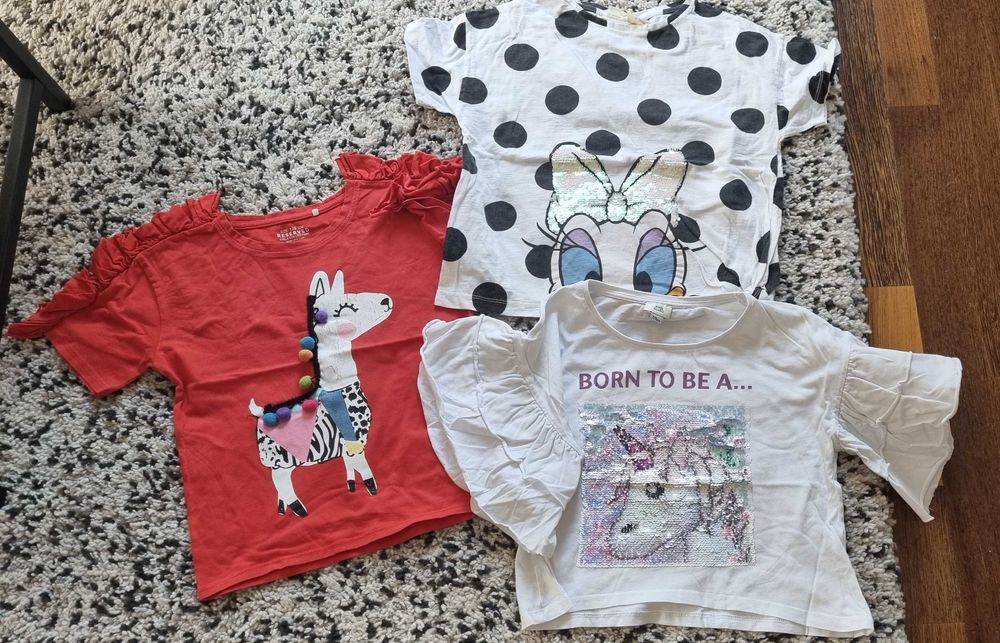 3x bluzka tshirt zara river island Reserved lama cekiny 128