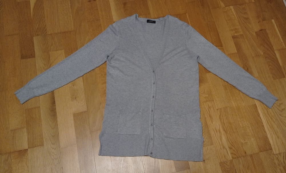 Papaya szaroniebieski rozpinany sweterek, cienki kardigan,r.14
