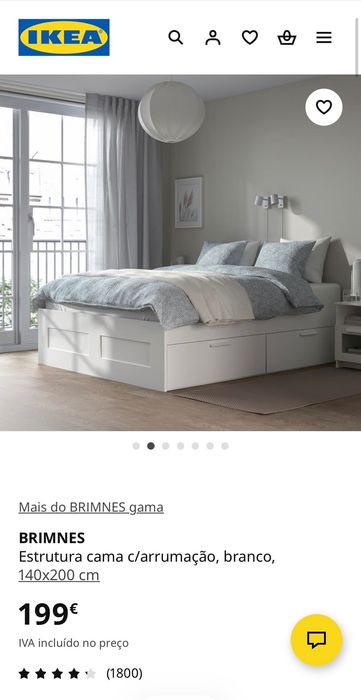 Cama Ikea marca BRIMNES preta