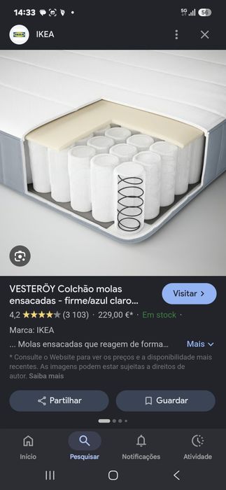 Colchão VESTERÖY  140x200