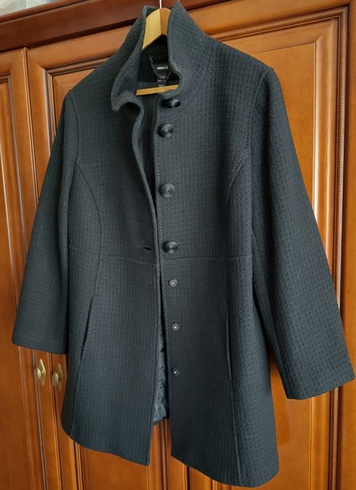 H&M elegancki krótki płaszcz damski czarny rozmiar 48