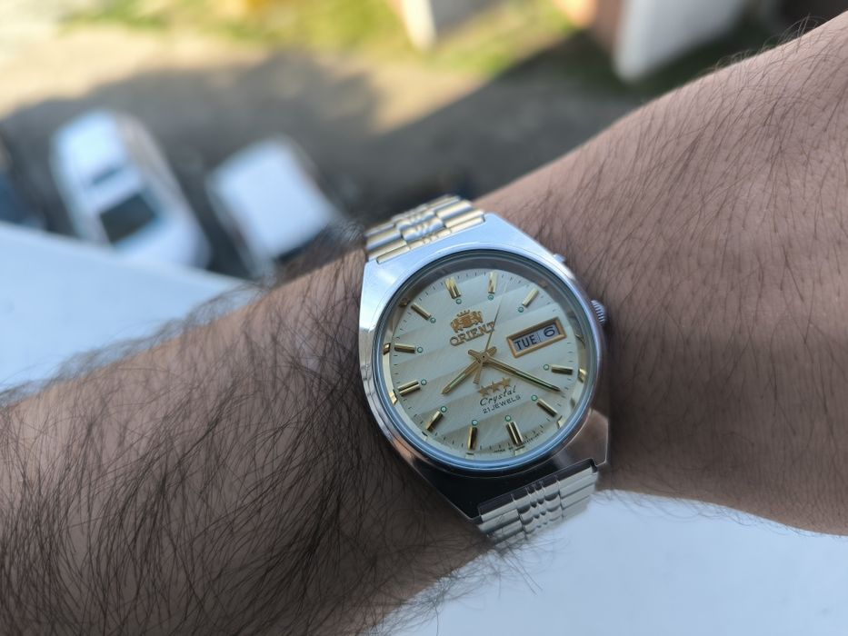 Piękny perłowy kolor zegarek orient crystal ni seiko tissot citizen