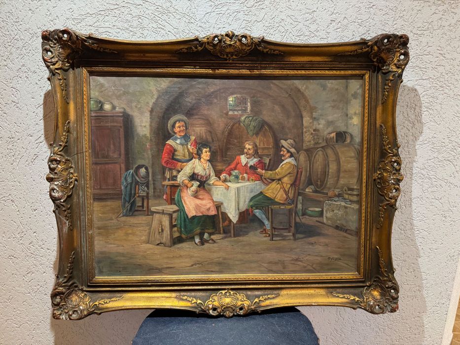 Obraz olejny w pięknej ramie