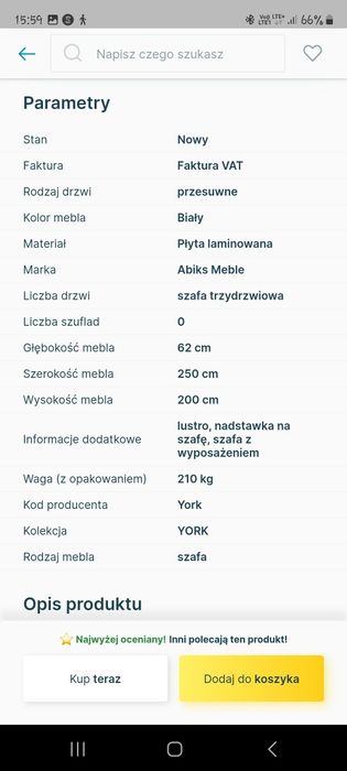 Duża szafa z lustrem