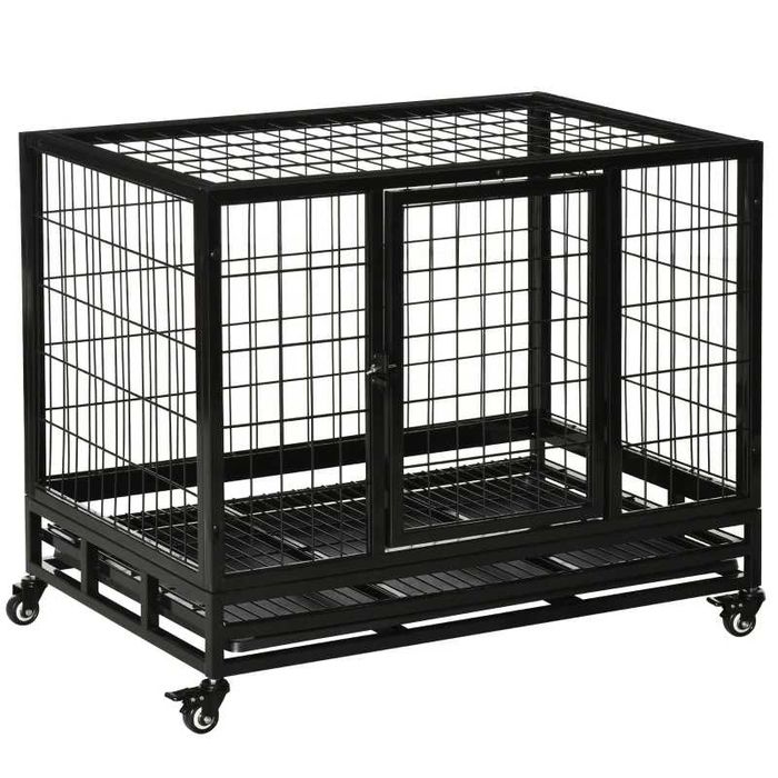 Gaiola de Metal c/rodas para Cães de Grande porte - 92x62x75cm - Preto