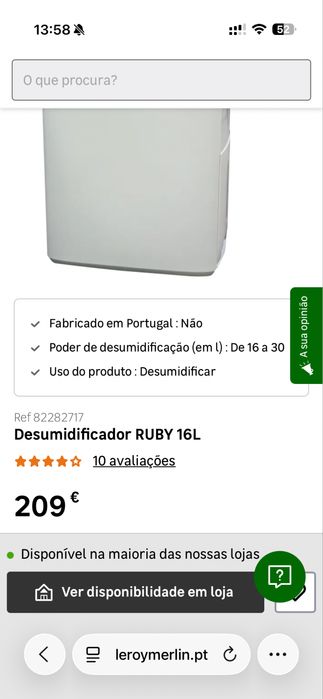 Desumidificador RUBY 16L