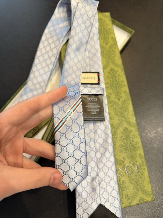 Krawat Gucci jasnoniebieskie