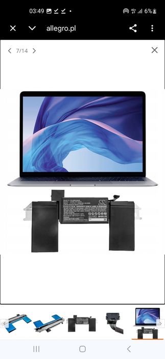 TECHTEK Bateria 4300mAh kompatybilna z [Apple] MacBook Air (M1 2020), MacB