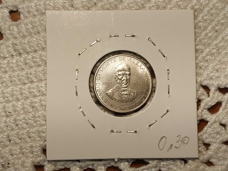 Portugal - moeda de 2,5 escudos de 1977 (Alexandre Herculano)