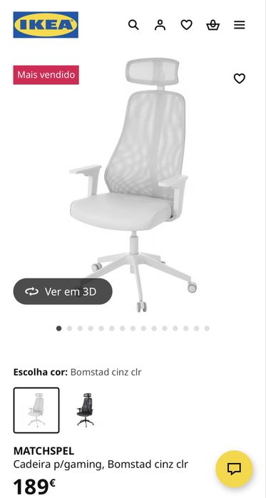 Cadeira gaming ergonómica