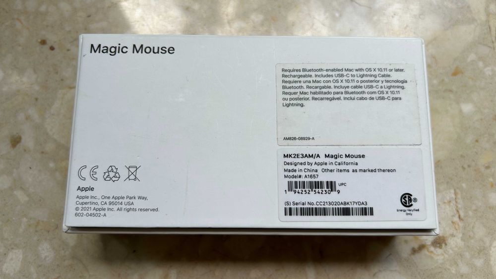 Apple Magic Mouse Model A1657 (MK2E3Z/A) White Multi-Touch Surface ...