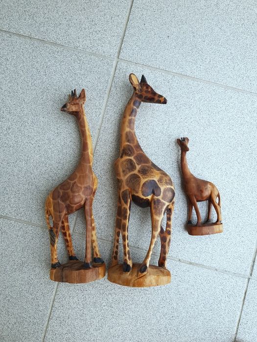Figurki drewniane Żyrafy komplet 3 szt  rodzina
