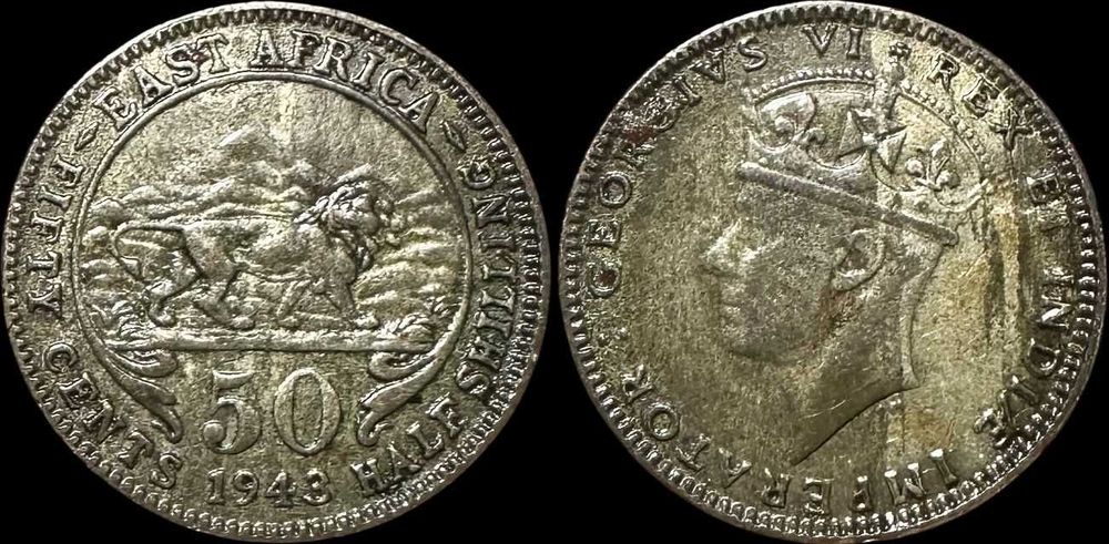 50 Cent (Half Shilling) - 1943 - África Oriental - George VI